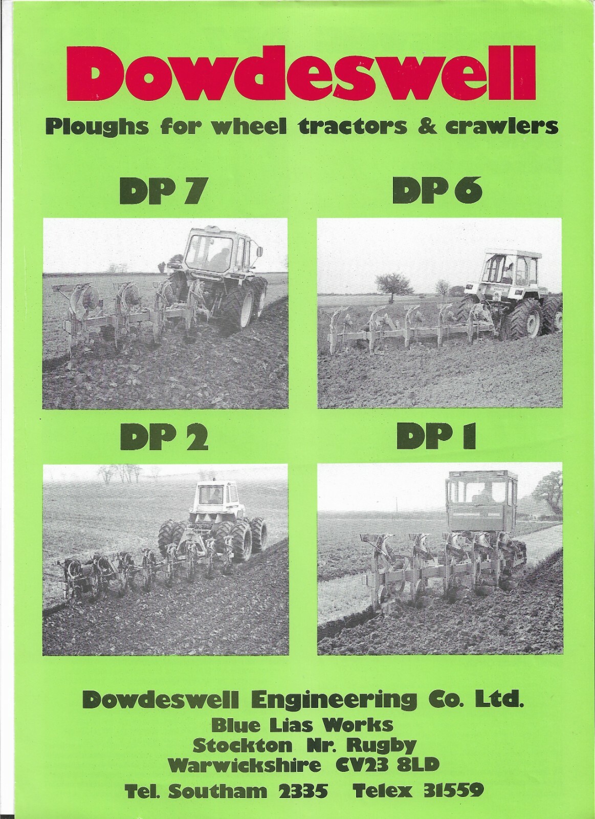 Original Dowdeswell DP1 DP2 DP4 DP5 DP5S DP6 DP7 Ploughs Plows Sales Brochure