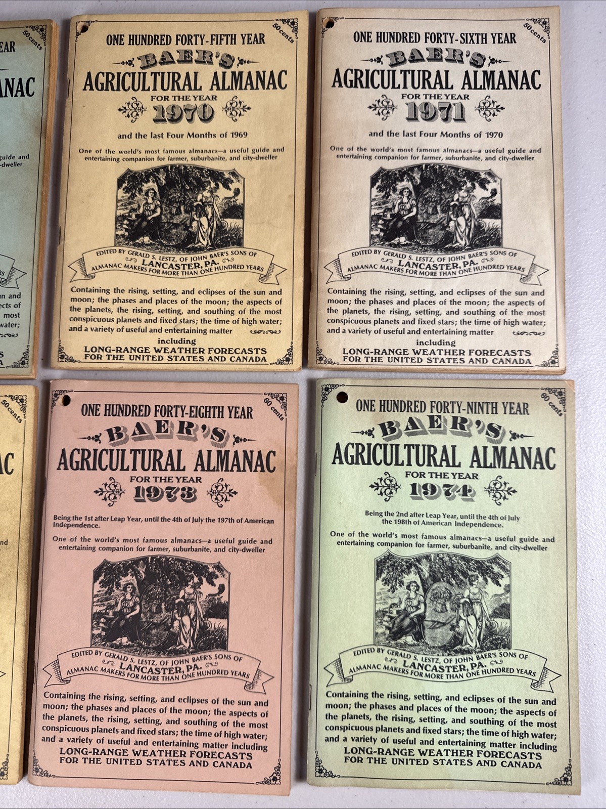 VINTAGE FARMERS & AGRICULTURAL ALMANACS BAER&rsquo;S LANCASTER PA 1969-1979 81-86 1989