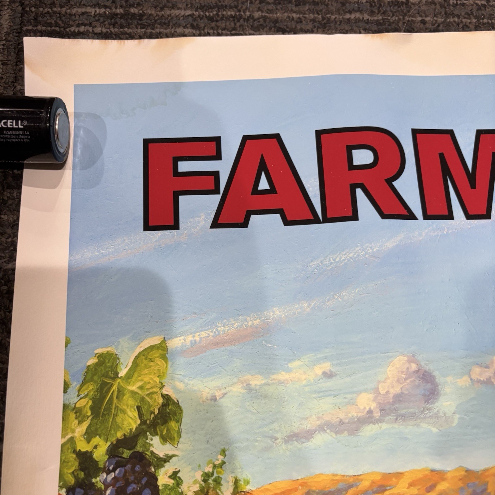 Vivid Farm Boy Vineyard Advertising Poster Coveralls Tractors Dog Screen Print?