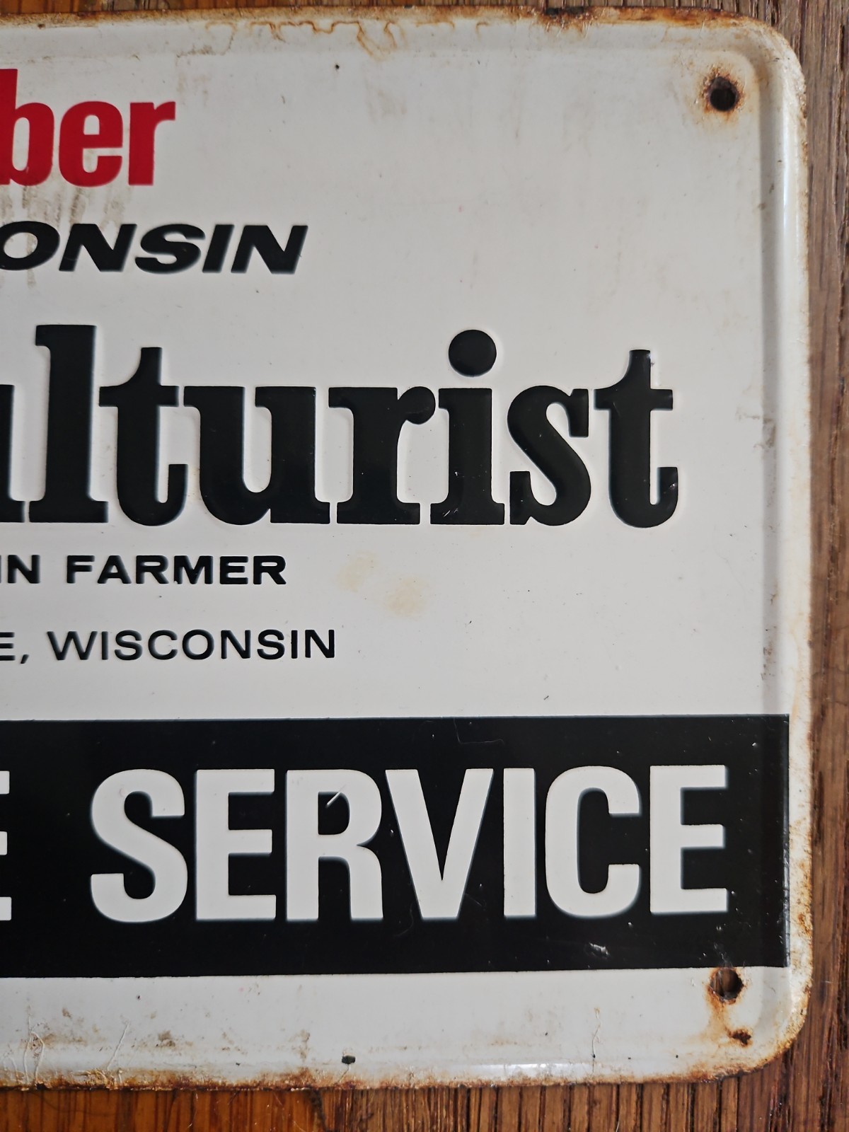 Vintage Wisconsin Agriculturist Farm Protective Service Tin Sign Racine Member