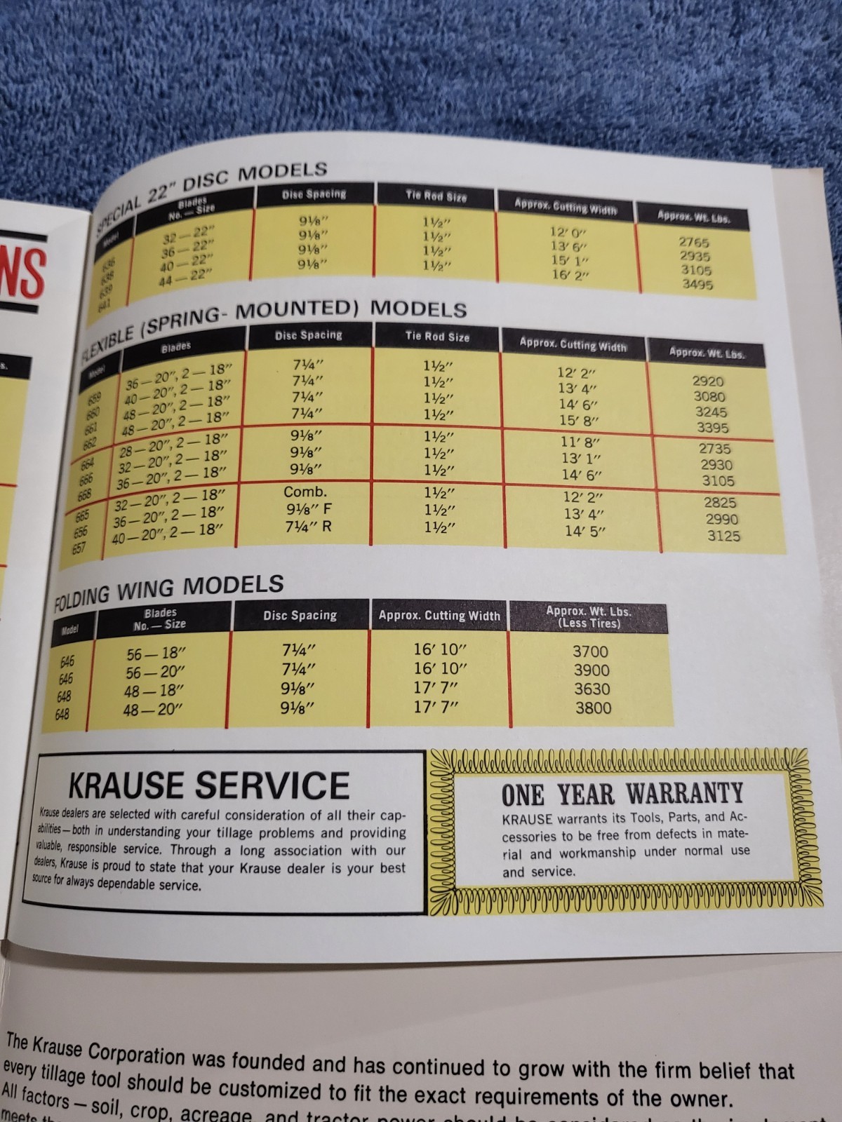 1967 Vintage BROCHURE Krause Field Disc Harrow 600 Series, John Deere tractor