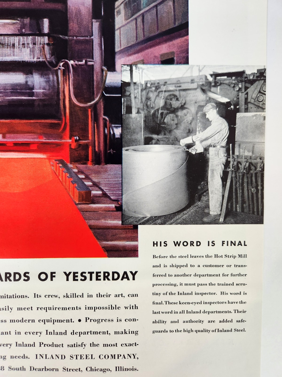Inland Steel Hot Strip Mill Industry Chicago IL Vintage 1935 Magazine Print Ad