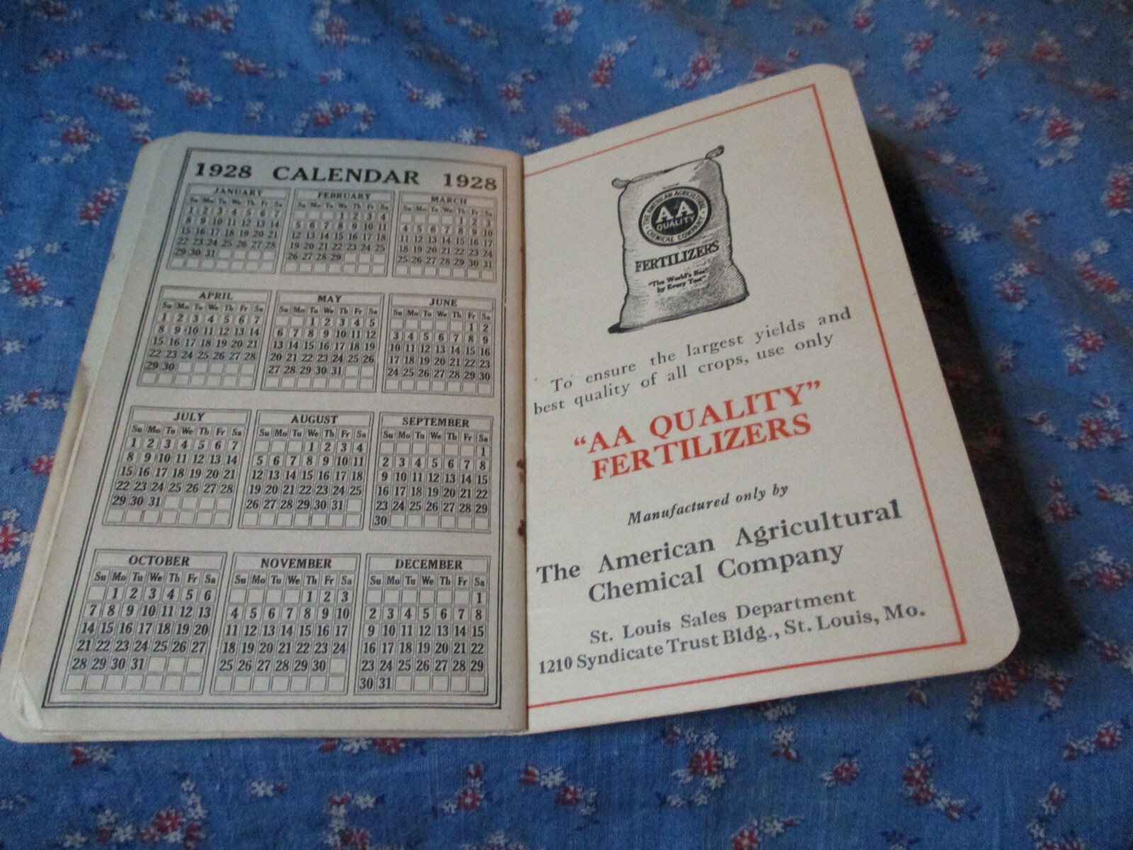 Crop Inventory Record and Memo Book American Agricultural Chemical Co 1927