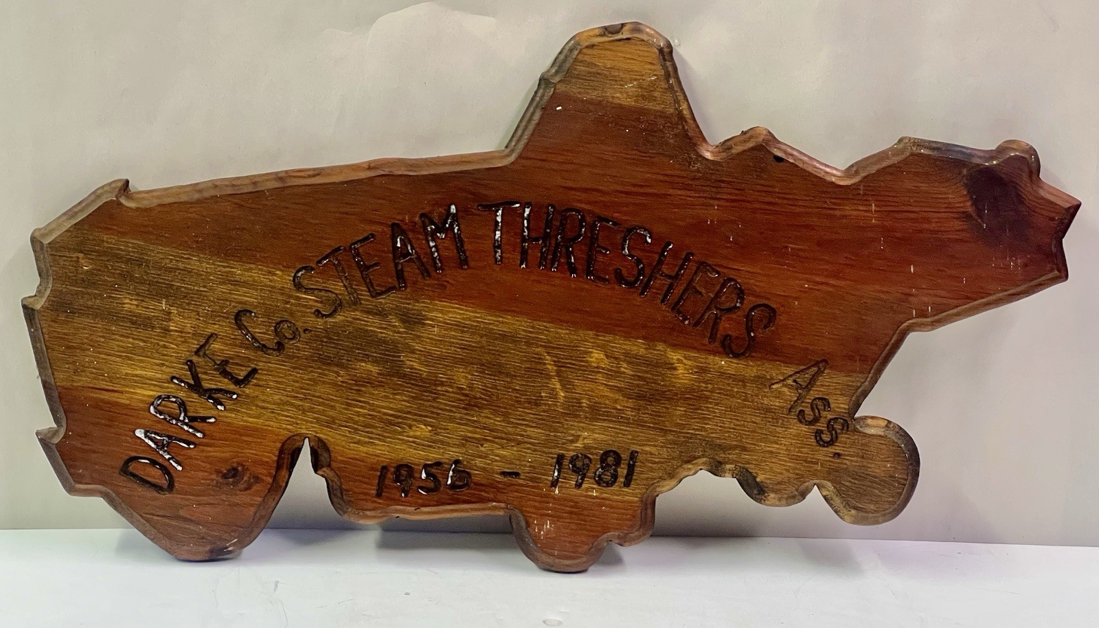 VINTAGE 1981 DARKE COUNTY STEAM THRESHERS ASSOC GREENVILLE OHIO 22&Prime; WOOD SIGN