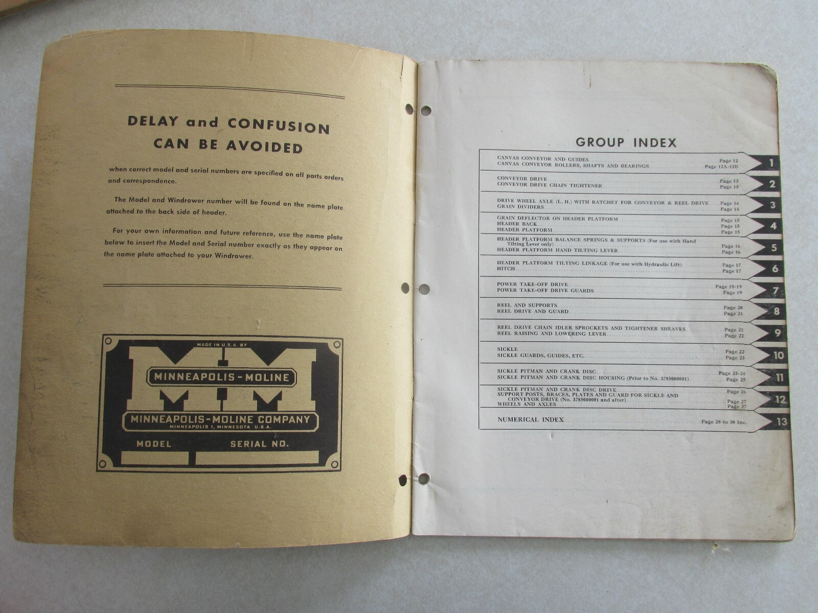 MBF52 Farm Manual MM Minneapolis Moline repair catalog Windrower M-96