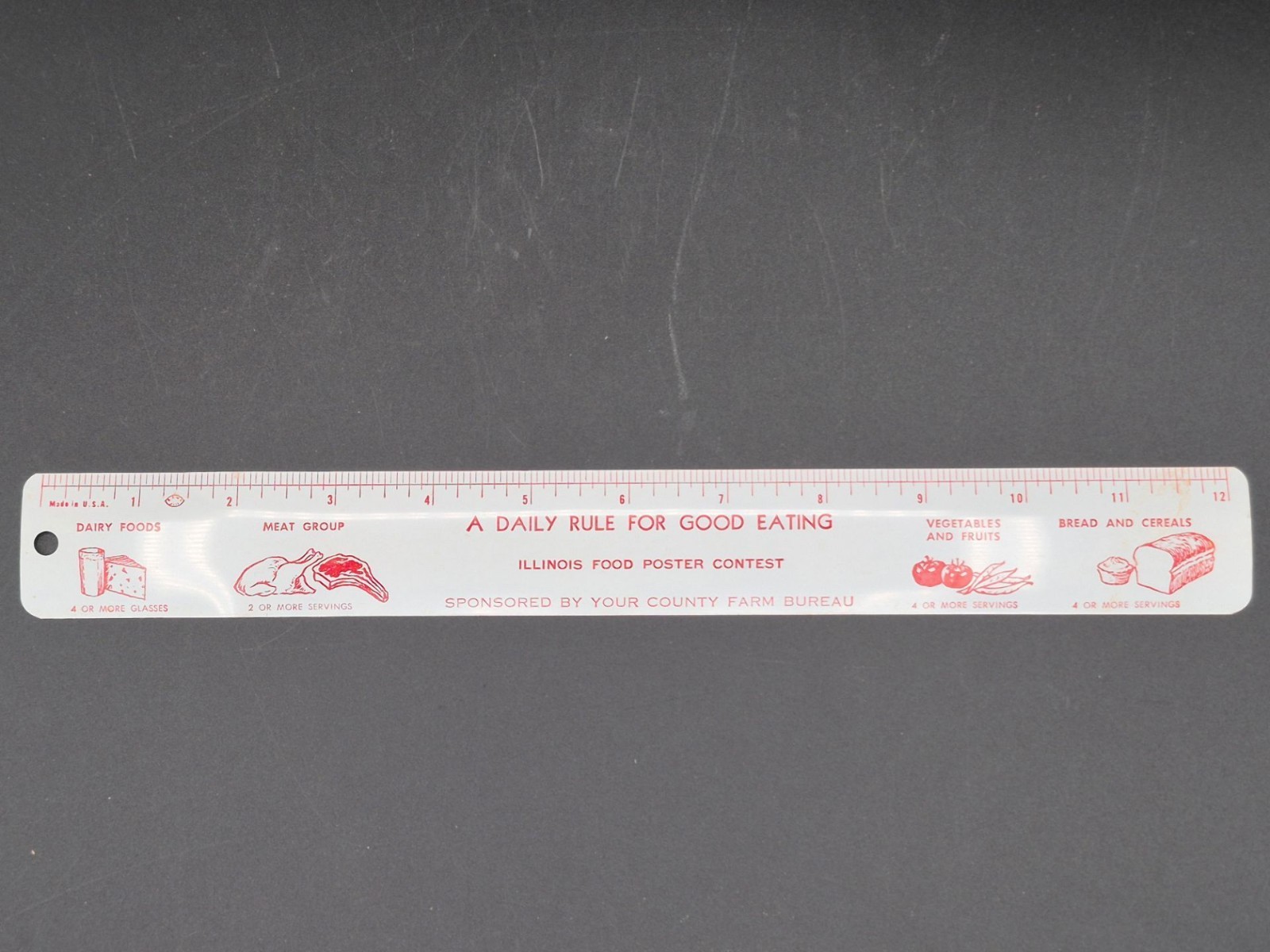 Vintage 12&Prime; Metal Ruler, County Farm Bureau