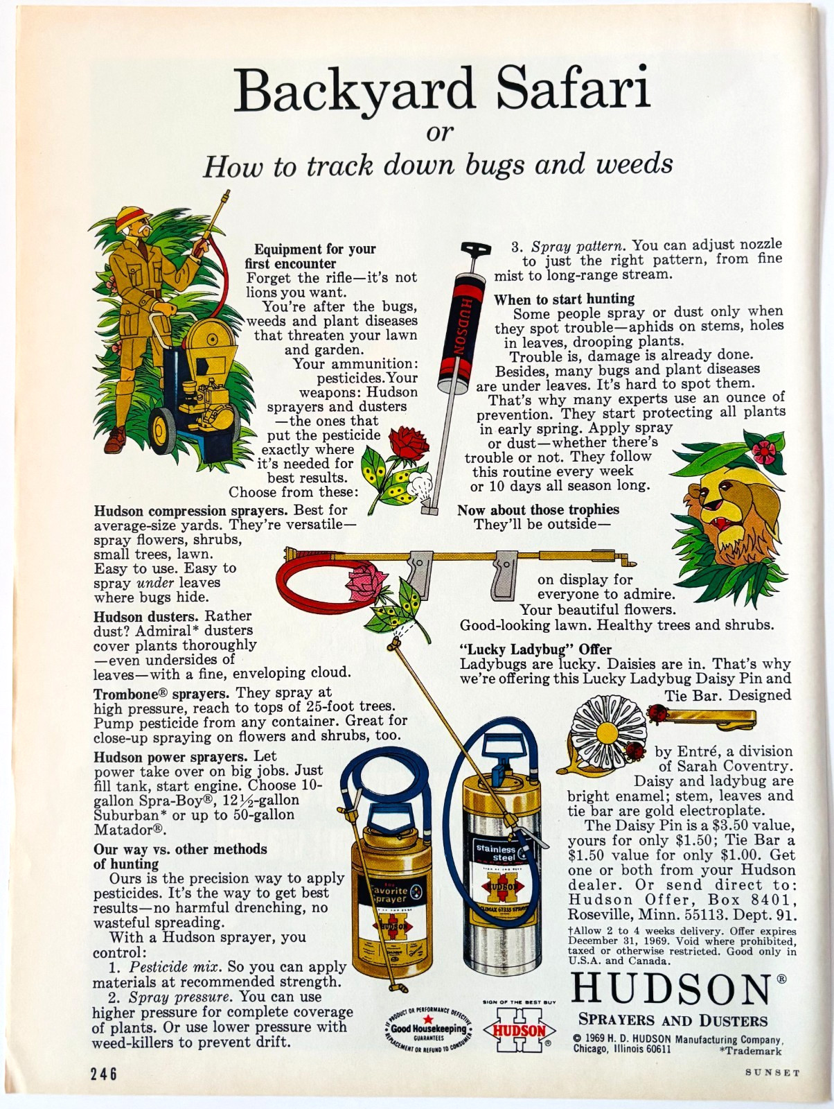 1969 Hudson Insect Sprayers Duster Advertisement Agriculture Pest Vintage DWW10C