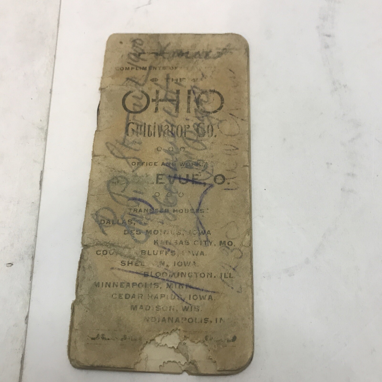 Vintage ￼Ohio Cultivator Co. Walking And Suiky Advertising Notebook￼