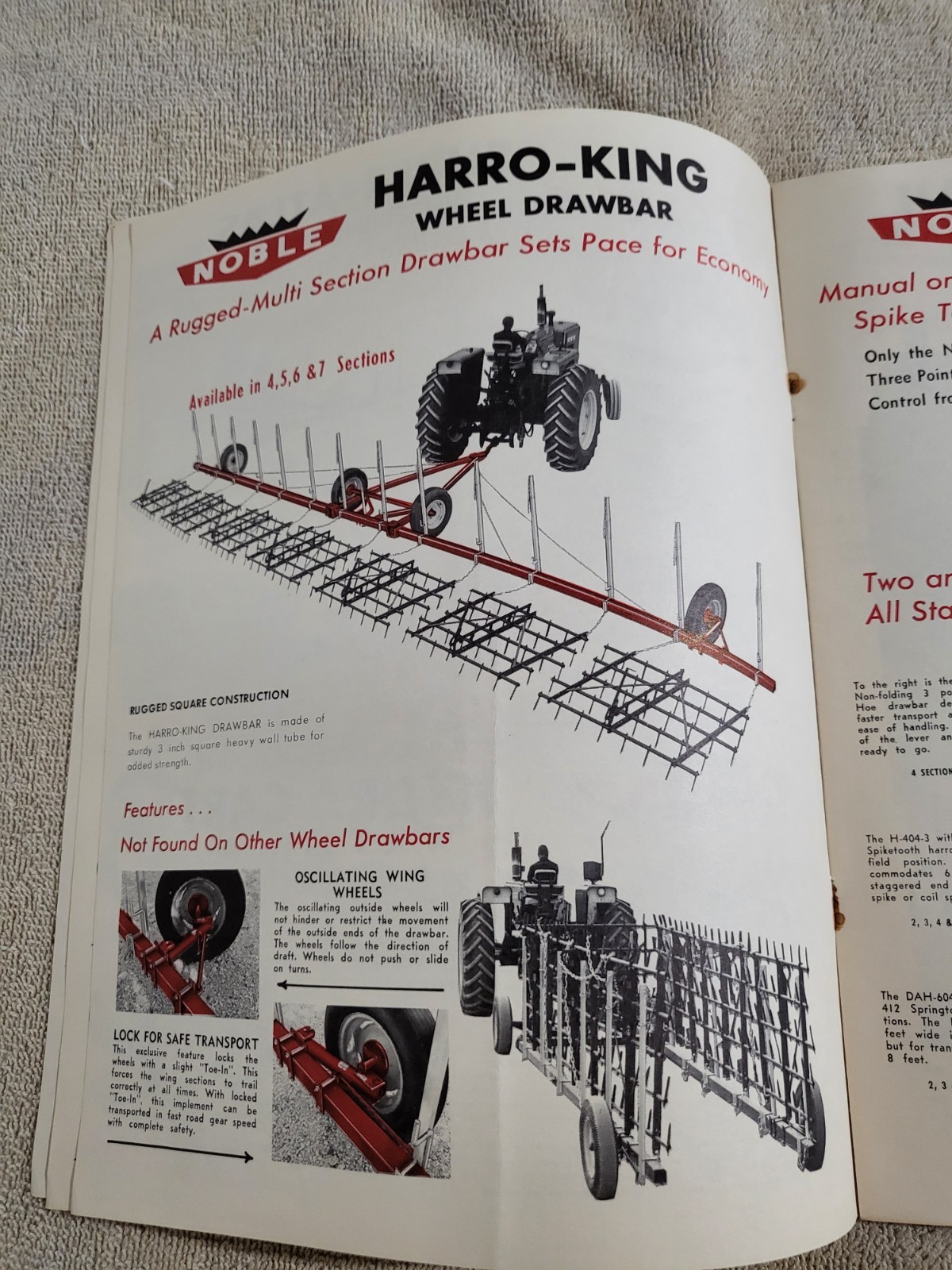 NOBLE DAKON Harrow BROCHURE 1968? John Deere IH Sioux Falls, SD. Dakota Iron