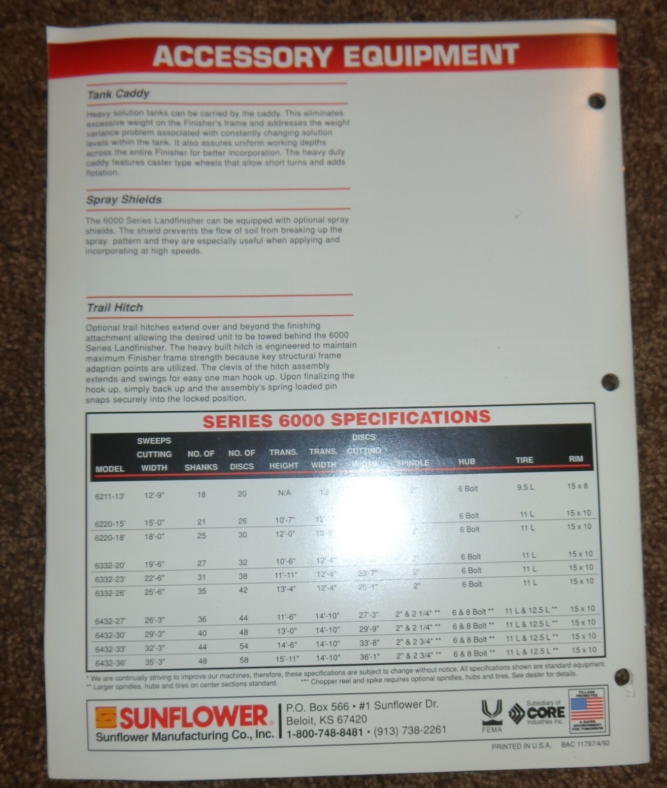 ADVERTISEMENT FOR SERIES 6000 SUNFLOWER LAND FINISHER MODELS 6432-30 6332 6220