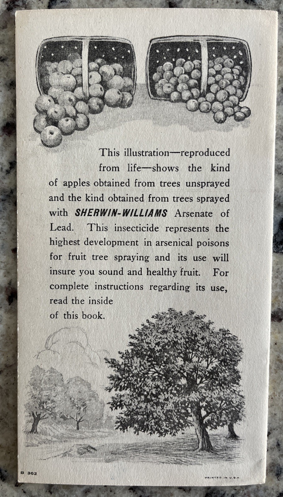 Vintage 1920 Sherwin Williams Arsenate Of Lead Pesticide Apple Orchard Brochure
