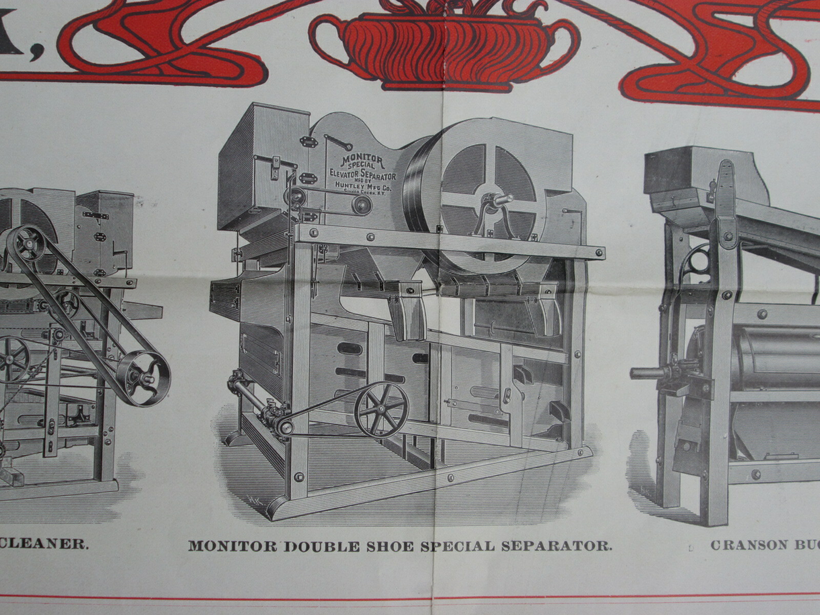 1903 Machinery Calendar Sign Poster, Silver Creek NY Huntley Grain Cleaning Mfg.