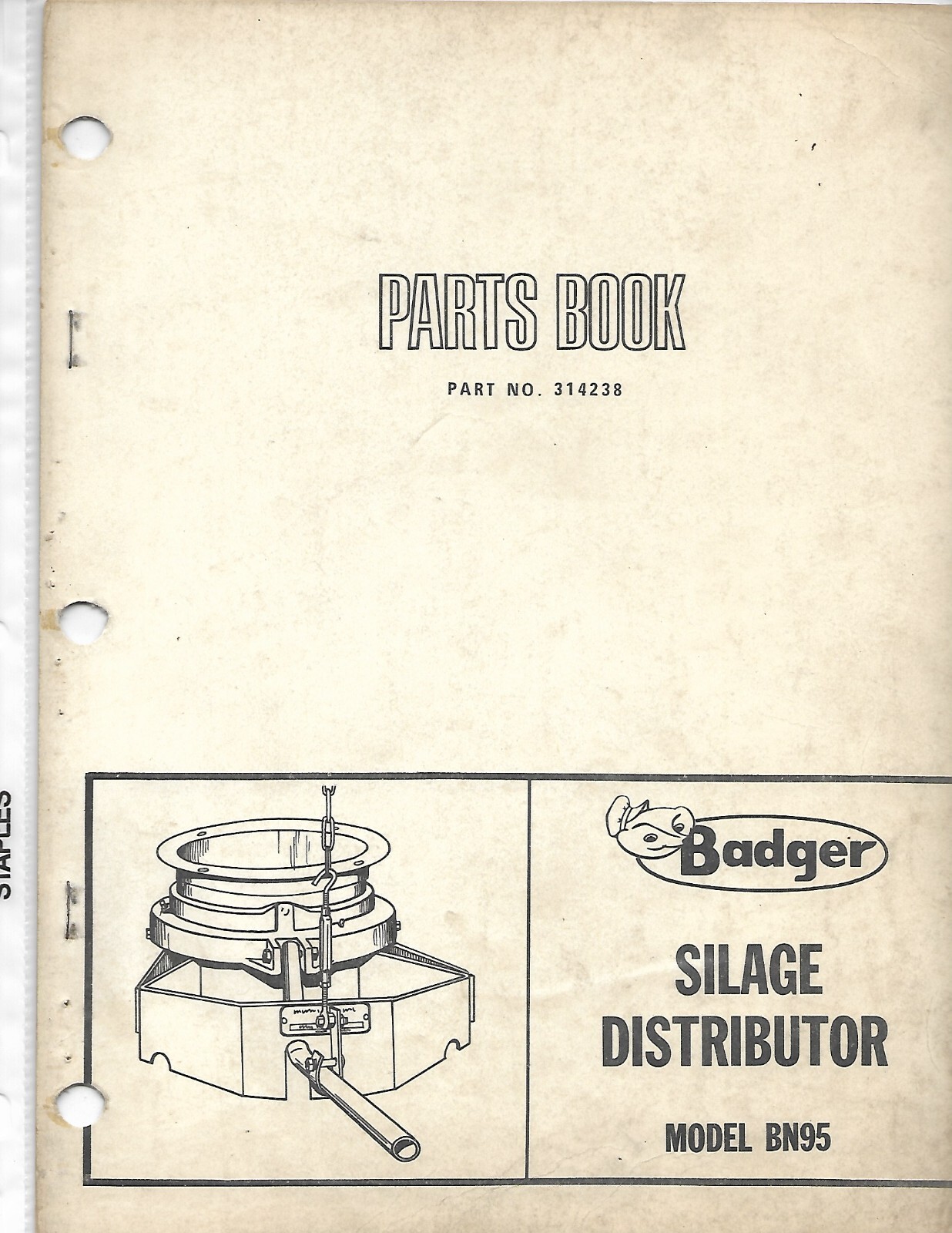 Farm Manual – Badger – BN95 – Silage Distributor – Parts List – c1970 (FM537)