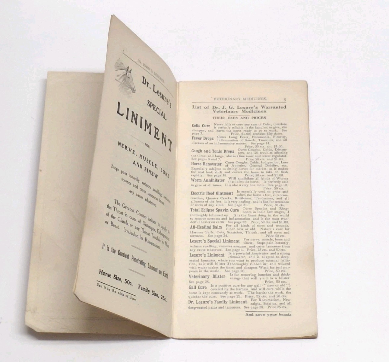 Dr Lesure&rsquo;s Veterinary Remedies Farm Vet Brochure Catalog Keene NH Early 1900&rsquo;s