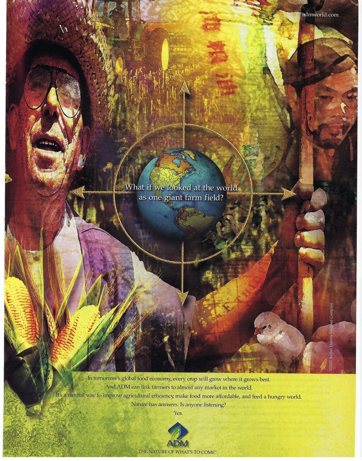 2004 ADM Archer Daniels Midland World One Giant Farm Field Retro Print Ad/Poster
