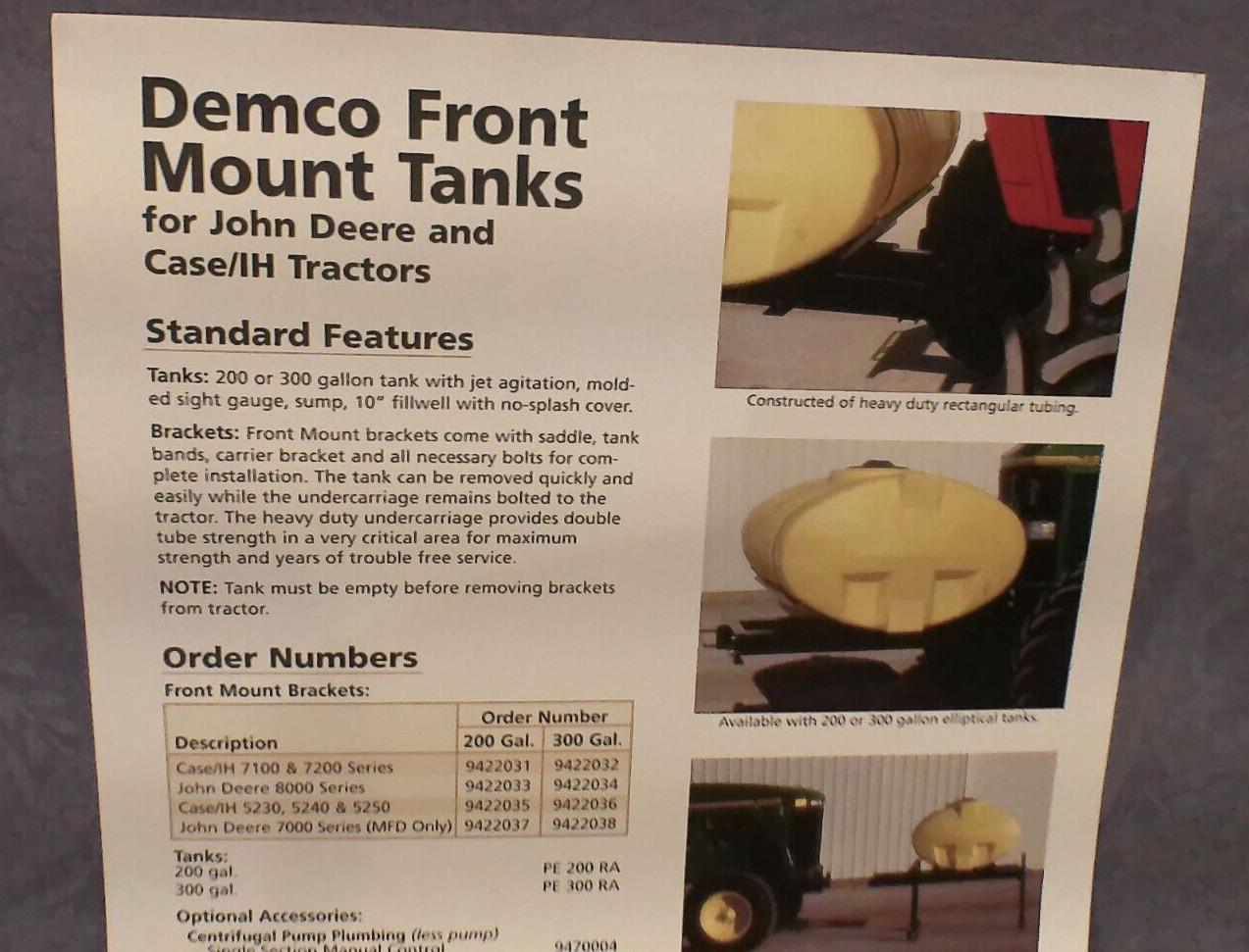 Demco « Quick-Tach » Front Mount Tank Units Sales Brochure