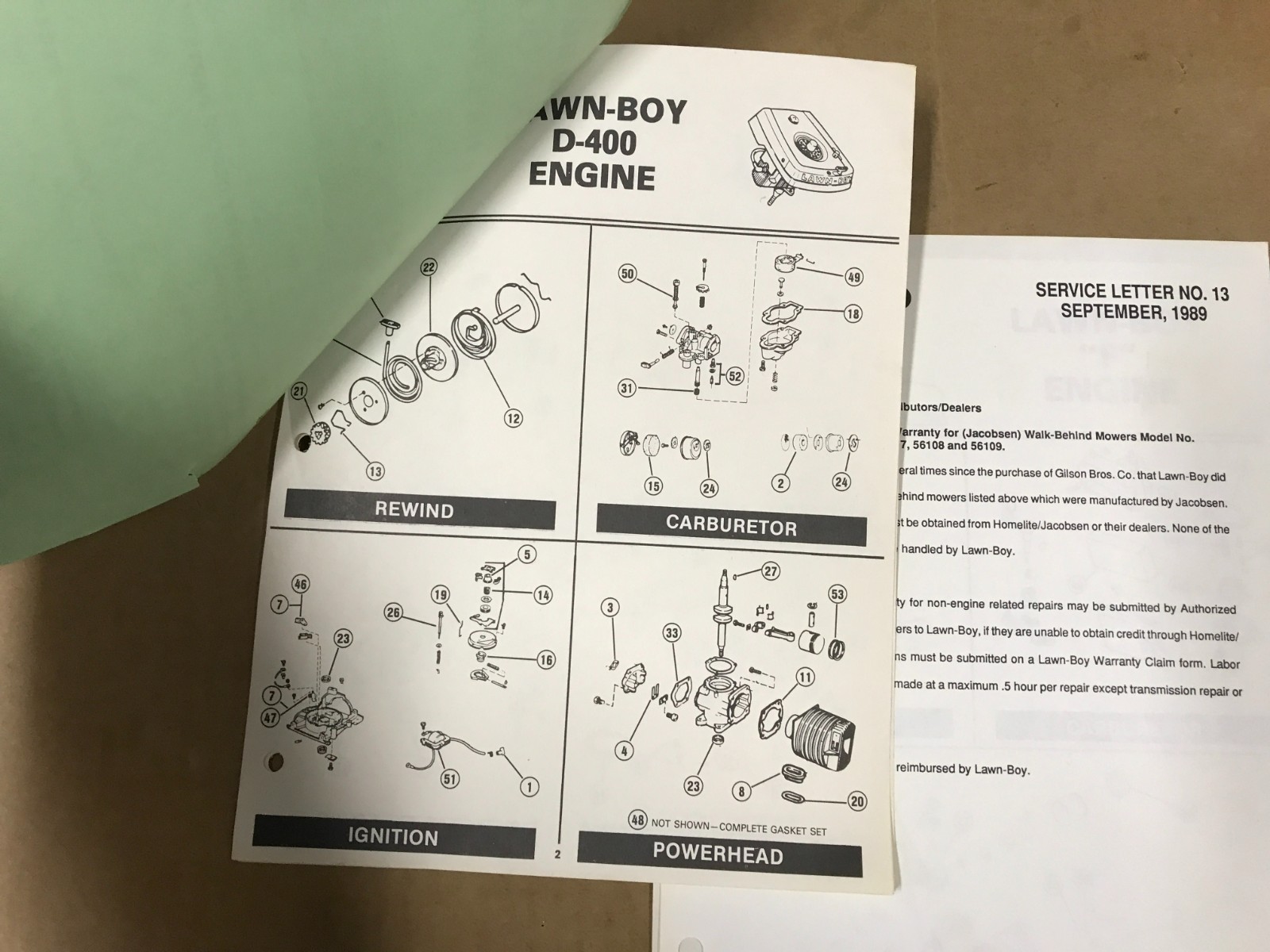 Vintage 1985-1986 Lawn-Boy – « Top 60 » – Winter Parts Program