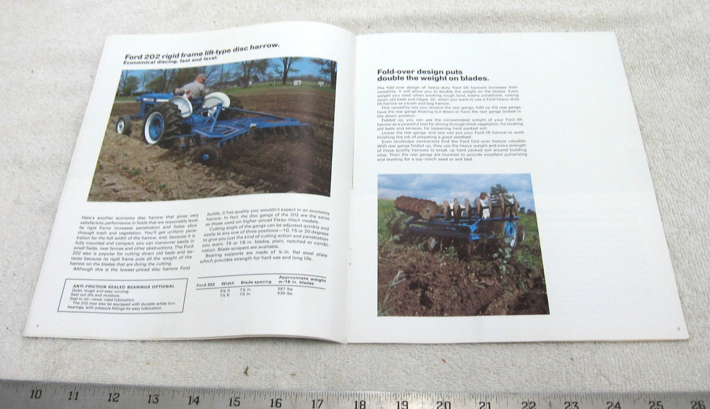VINTAGE 1969 FORD TRACTOR DISK HARROWS TILLAGE BROCHURE 201 202 220 222 224 +++