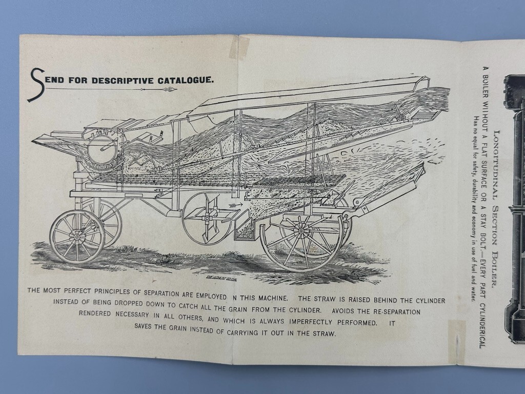 1880s HUBER Engine THRESHER Victorian FARM Advertising Fold Trade Card MARION OH