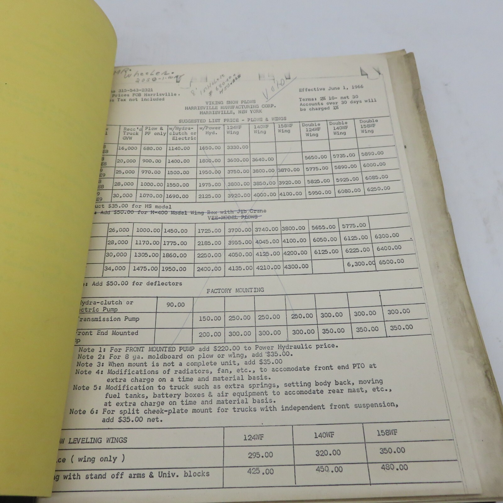 Viking Snow Plows Price List and Brochures 1967 Harrisville Frink Lot