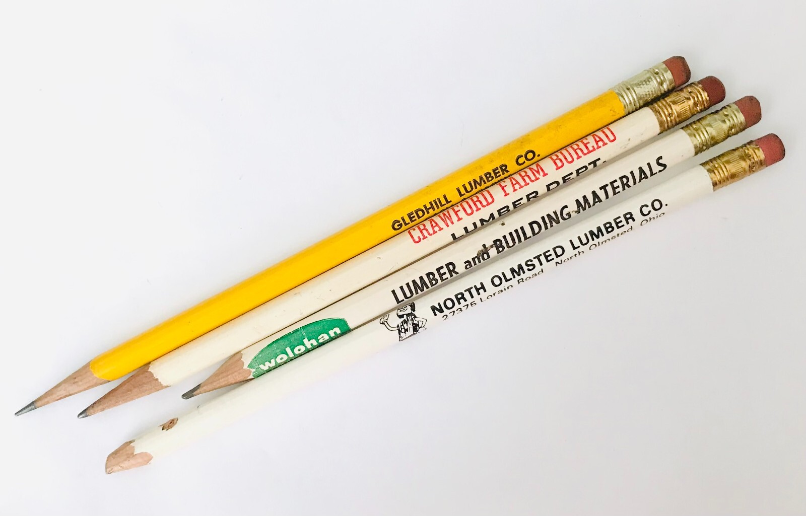 1930s-1950s Ohio Lumber Advertising Pencils Lot of 4 Bucyrus N. Olmstead Galion