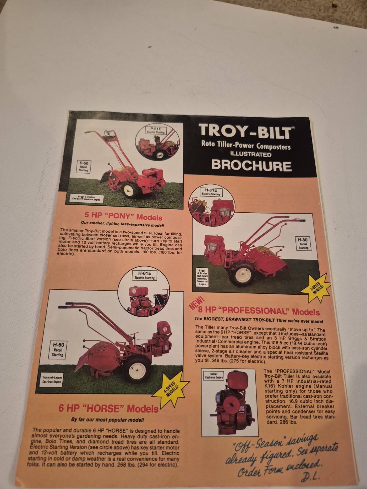 Vintage Troy Bilt Roto Tiller Power Composters Illustrated Brochure