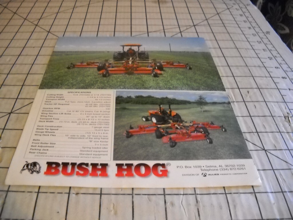 Original OEM OE Bush Hog Tri-Deck Finishing Mowers Sales Brochure