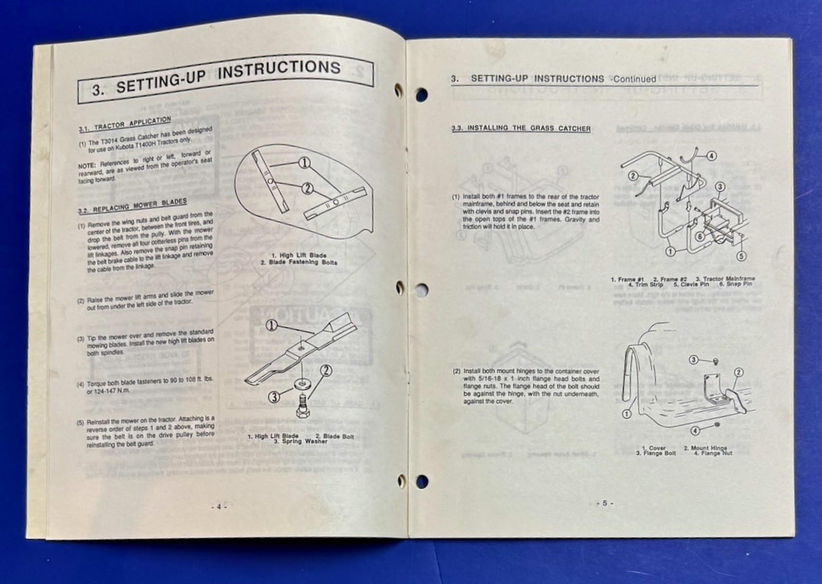 KUBOTA Operator’s Manual Model T3014 Grass Catcher