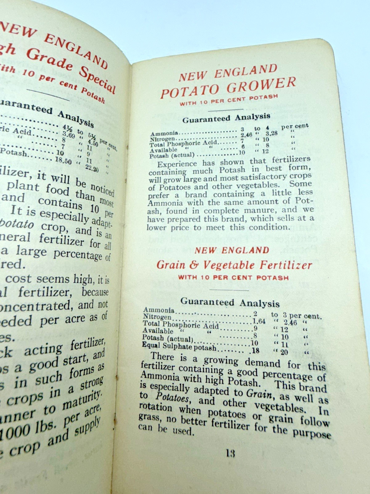 New England Animal Fertilizers Calendar Recipe and Notepad 1913.
