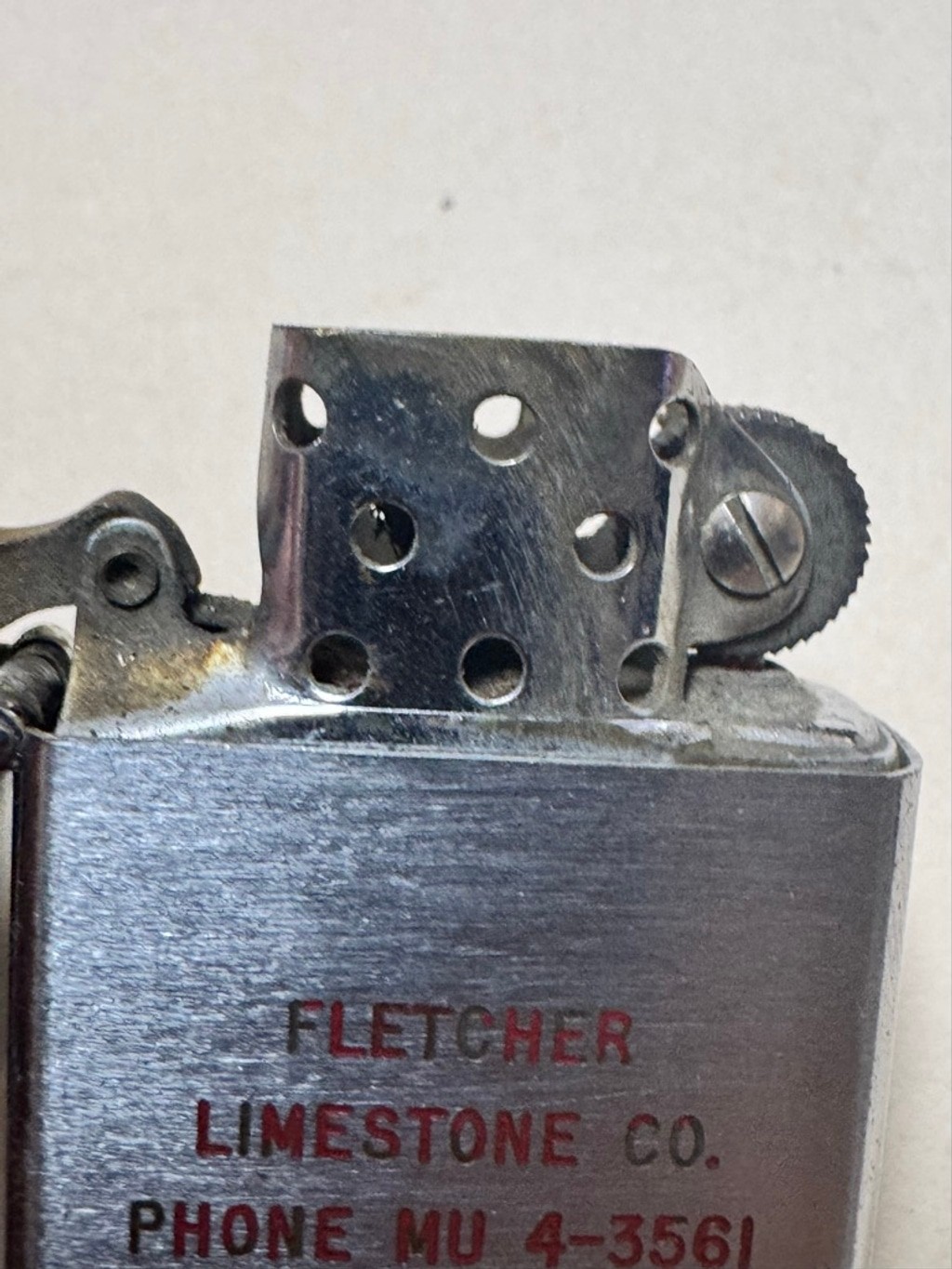 Idealine Silver Advertising Lighter Fletcher Limestone Co. North Carolina NC