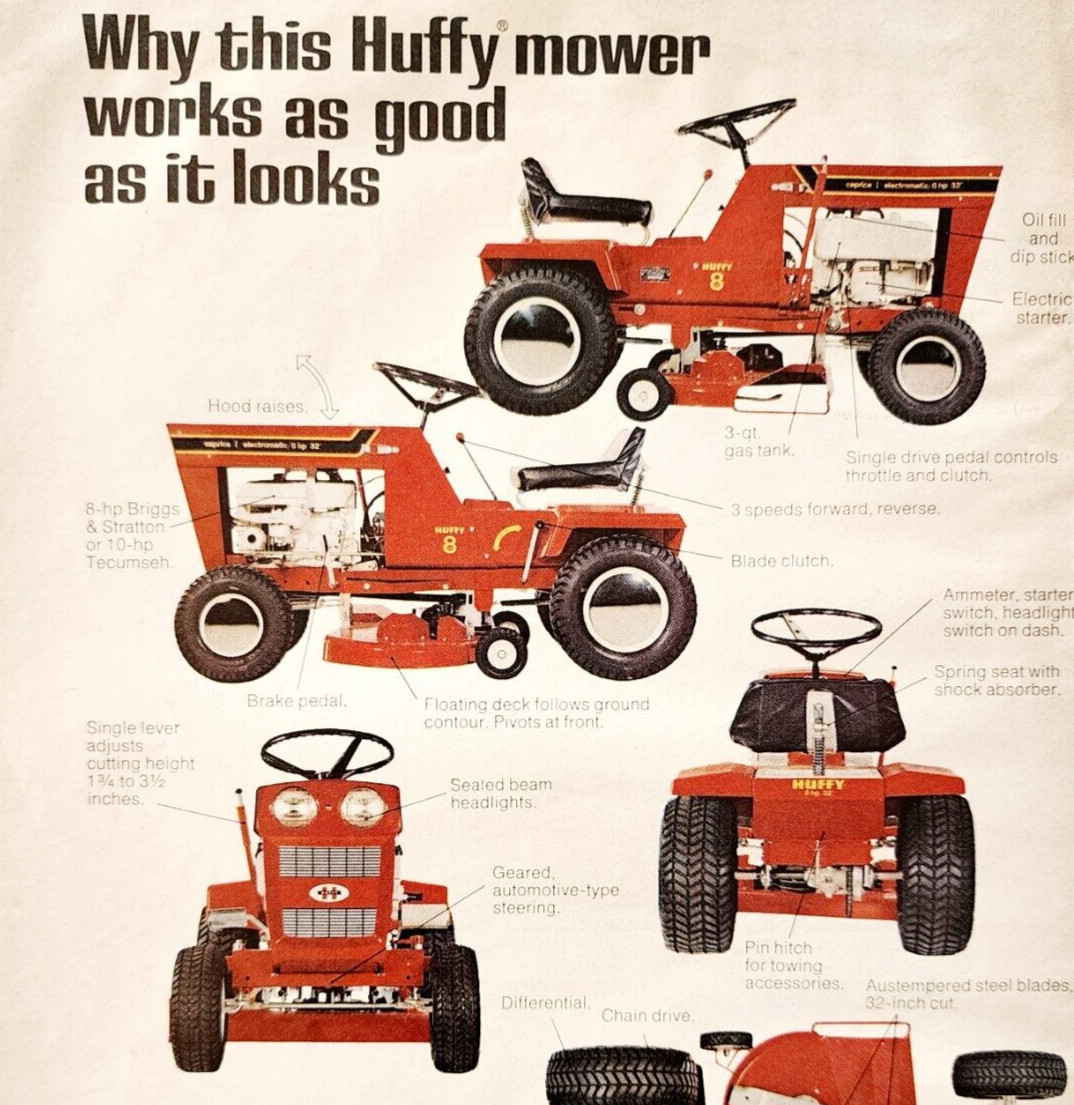 1971 Huffy Caprice Lawn Mower Advertisement Agriculture Rider Garden Care DWF11
