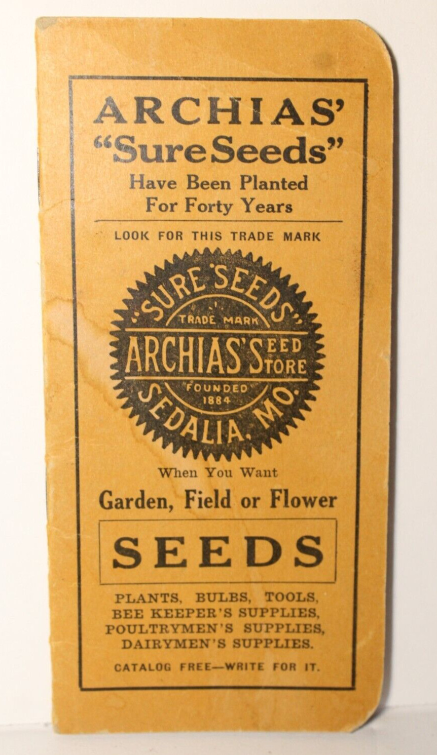 1926 Vintage Antique Archias Farm Seeds Ledger Book Sedalia Missouri Feed Store
