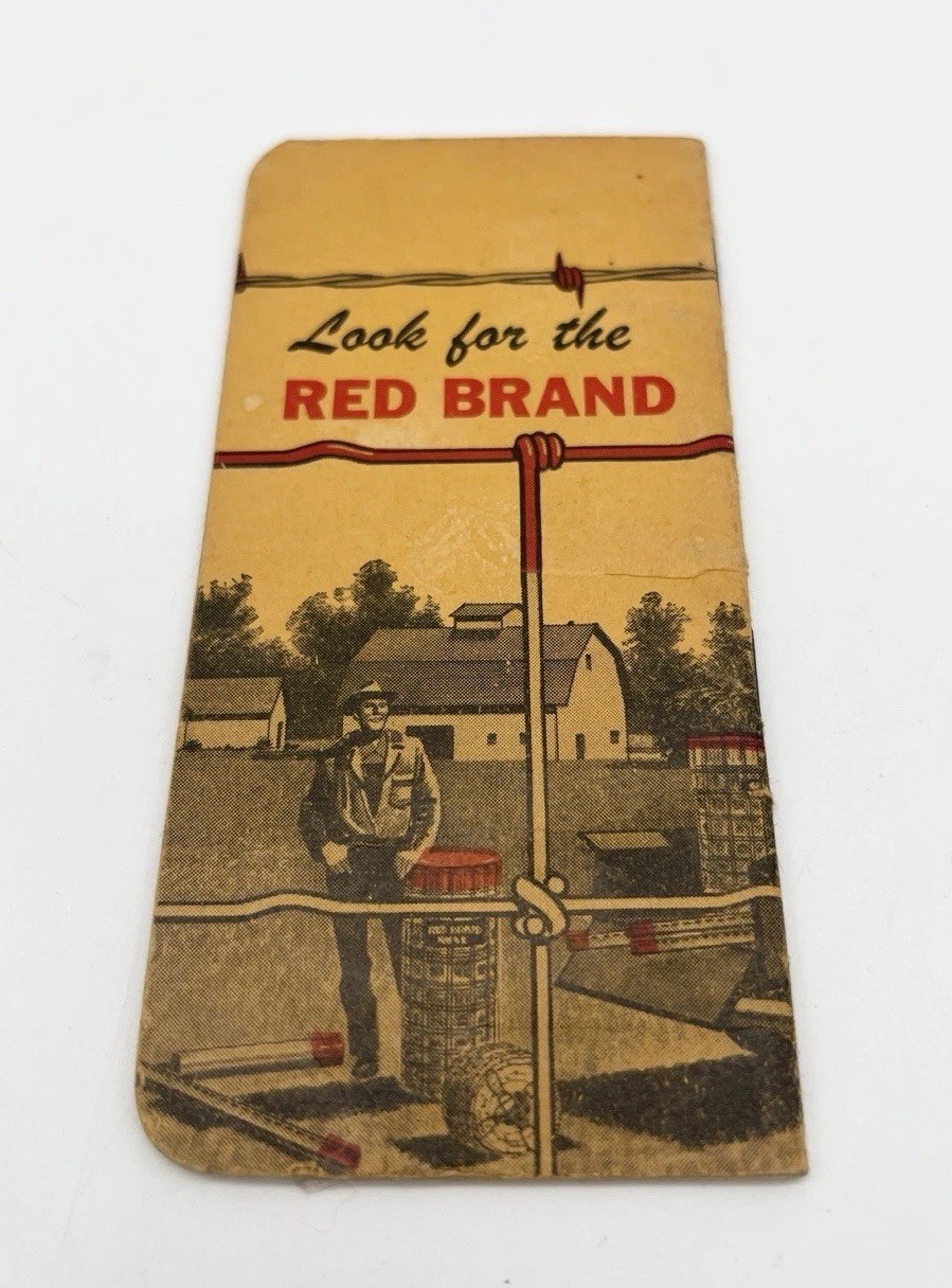 Vintage 40s Red Brand Fence Advertising Pocket Notebook USA Farm Promo Ephemera