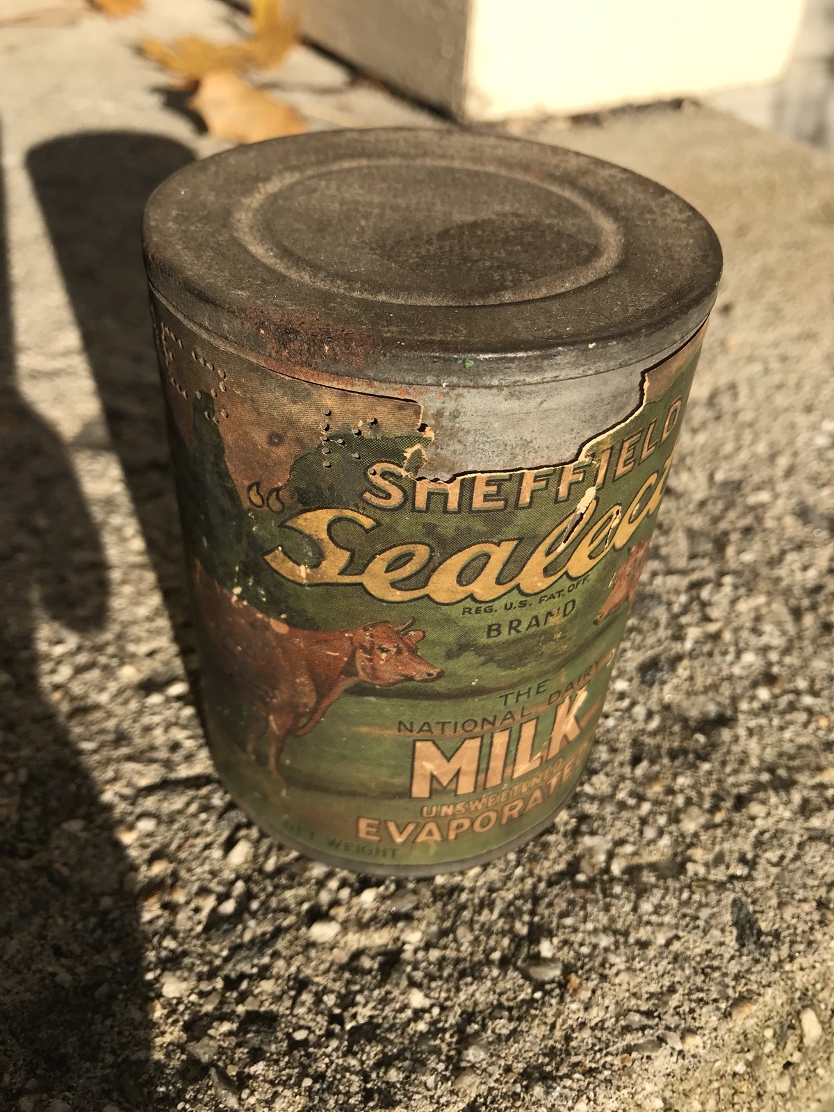1920&rsquo;s Advertising COW BRAND Sheffield Sealect EVAPORATED MILK ANTIQUE TIN ,RARE