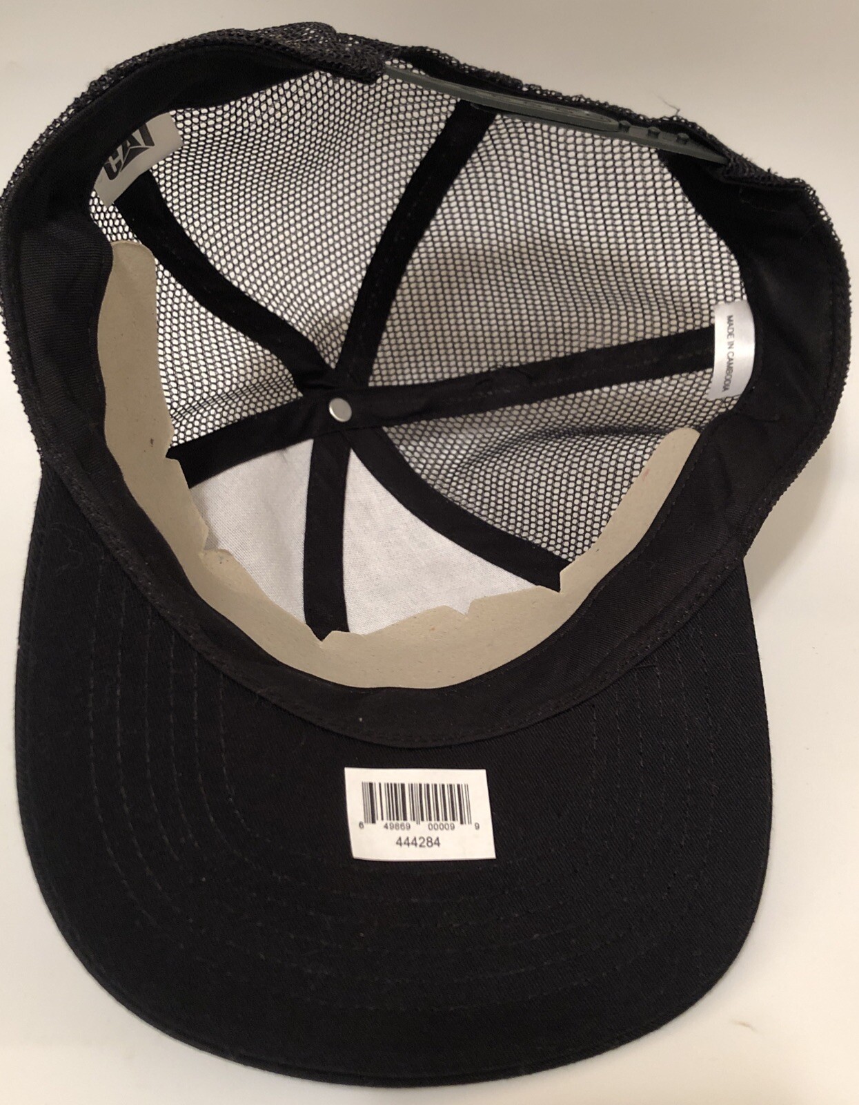 CAT Caterpillar Inc. Black Embroidered Adjustable Mesh Back Trucker Hat Cap New