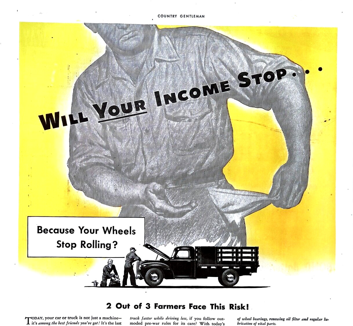 Alemite Lubricants 1943 Print Ad for Your Farm Vehicles 10.5×13.5