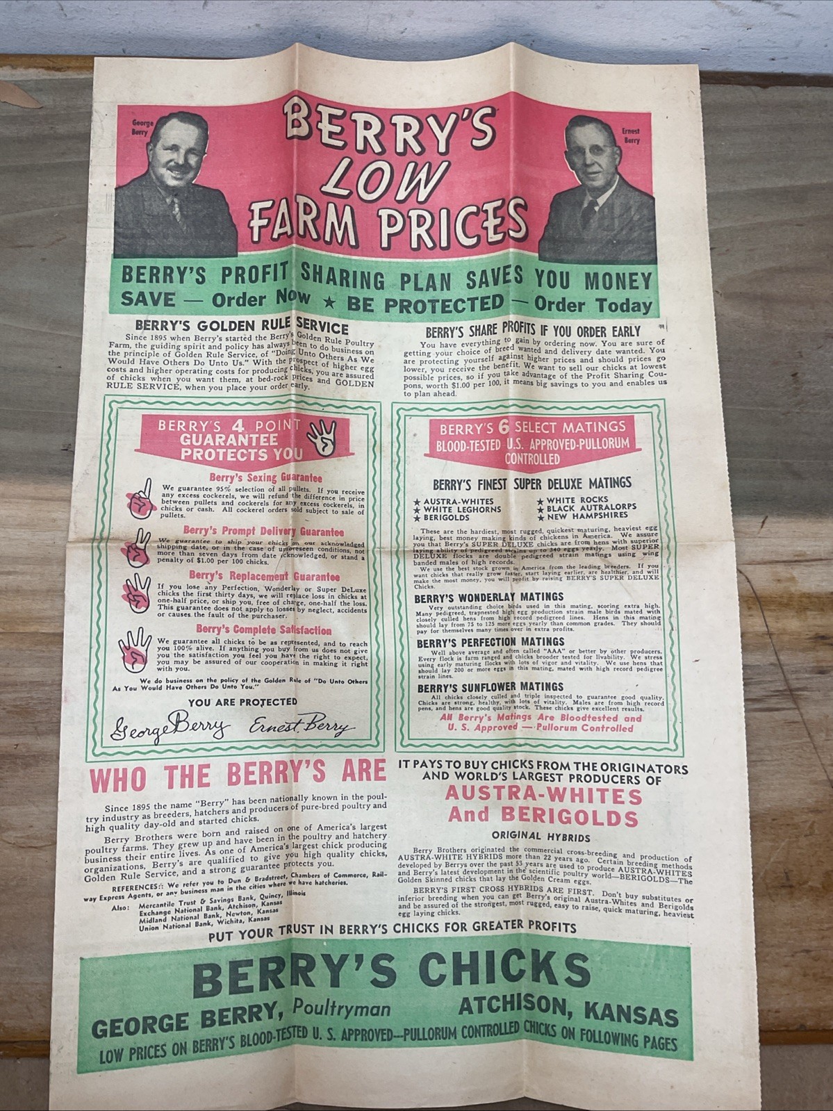 1940s Berrys Chicks Atchison Kansas Poultry Farm Advertisements Newspaper B26