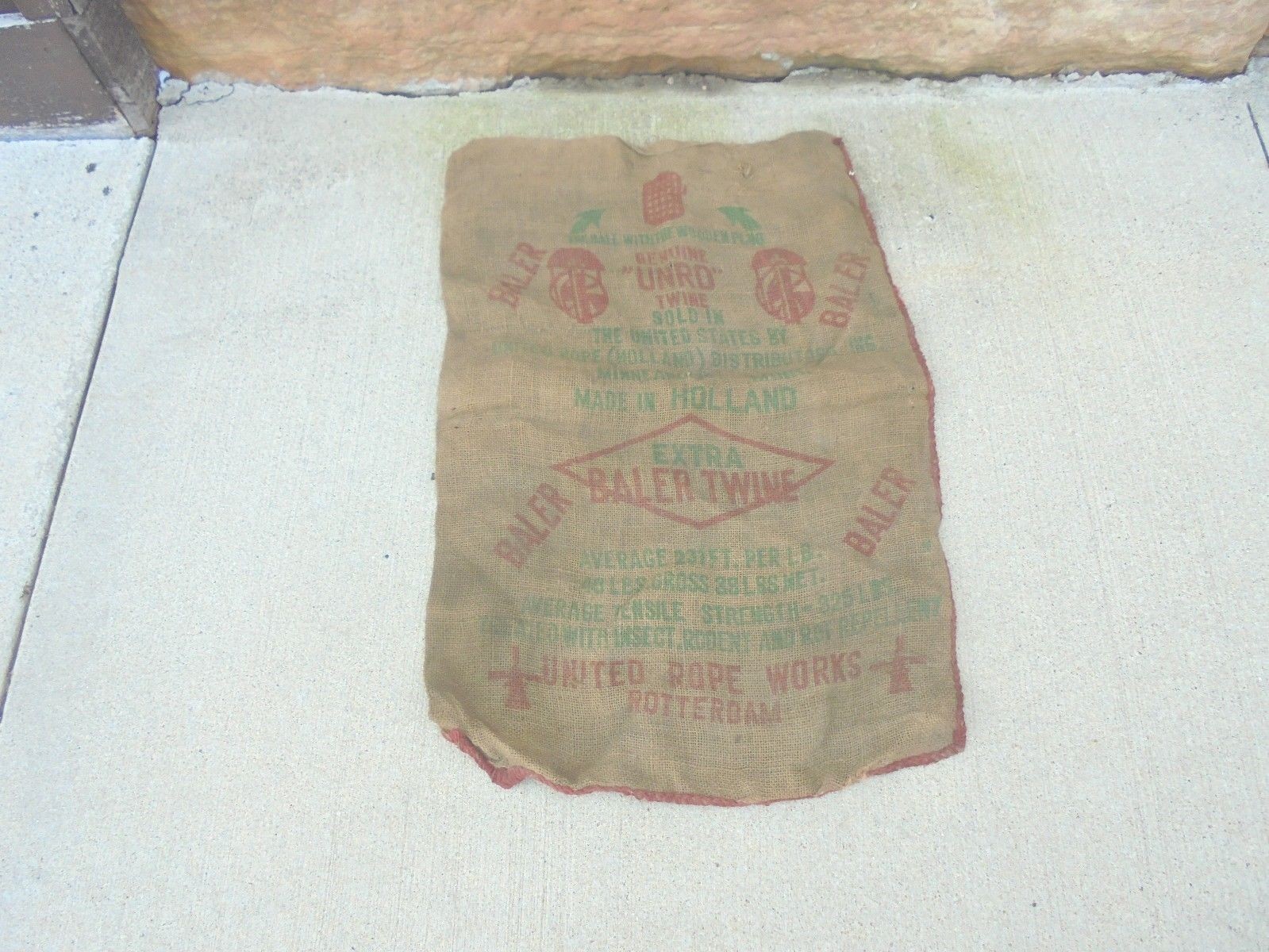burlap sack baler twine united rope works rotterdam holland farm ranch decor