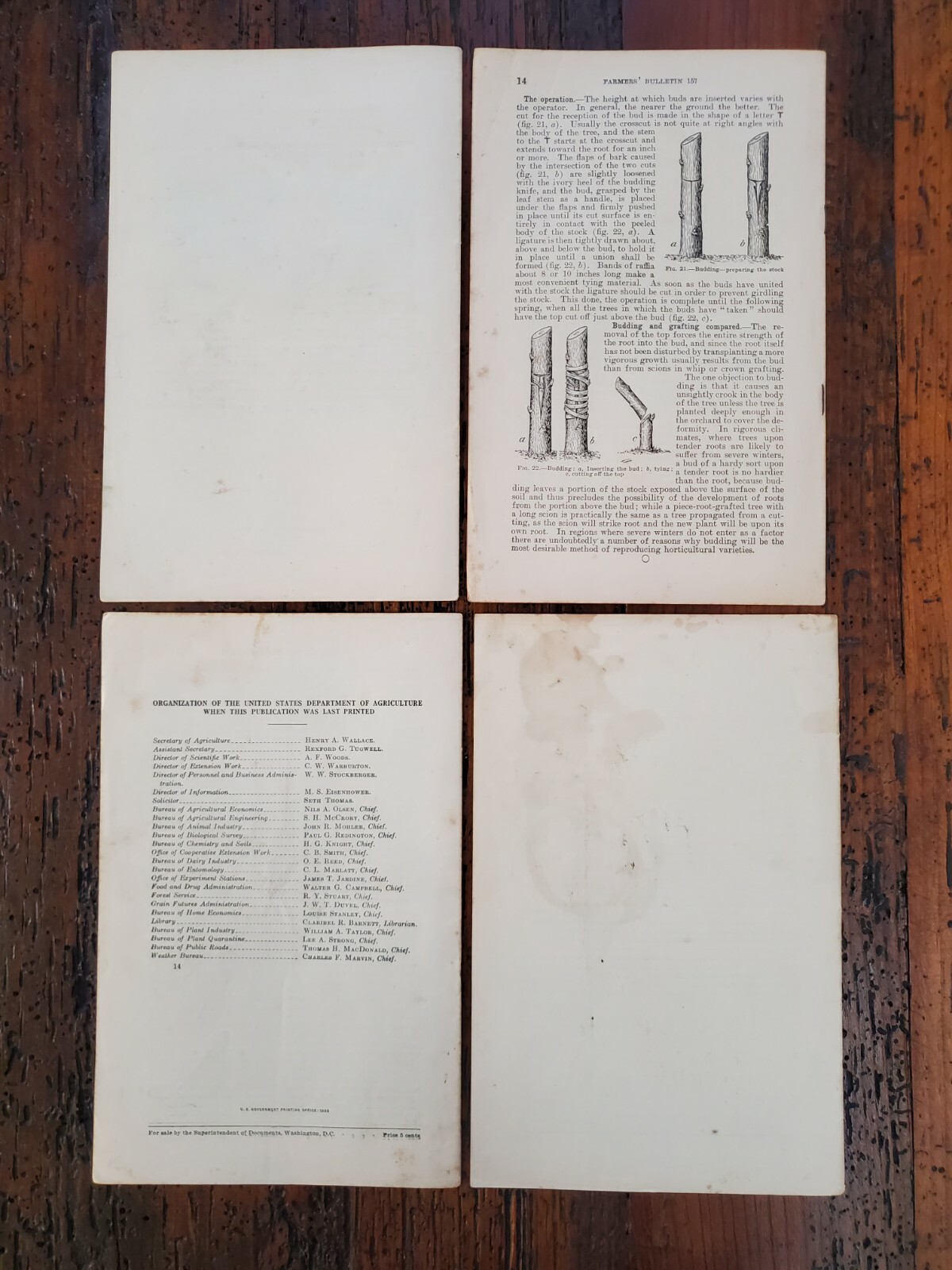 US Vintage Department of Agriculture Farmers Bulletin Lot of 4 Different (DA12)