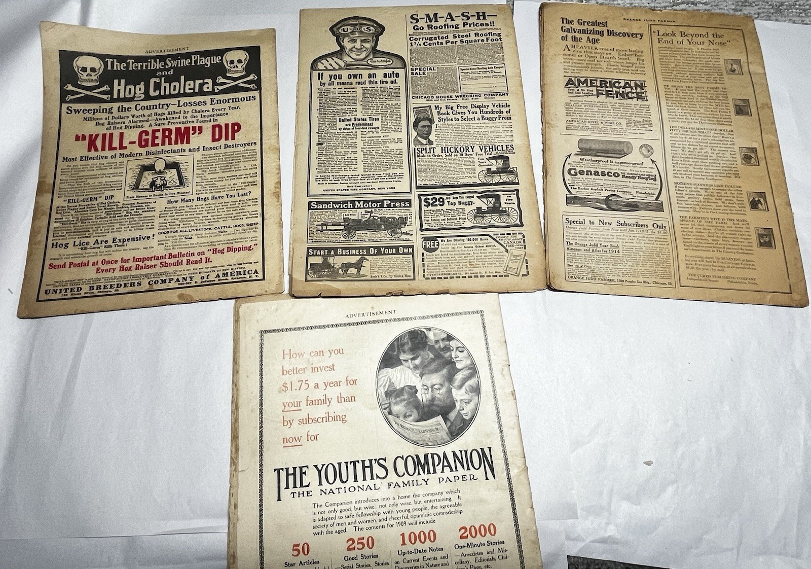 Antique Orange Judd Farmer Newspaper Magazine Lot Of 4 Advertising 1907-13
