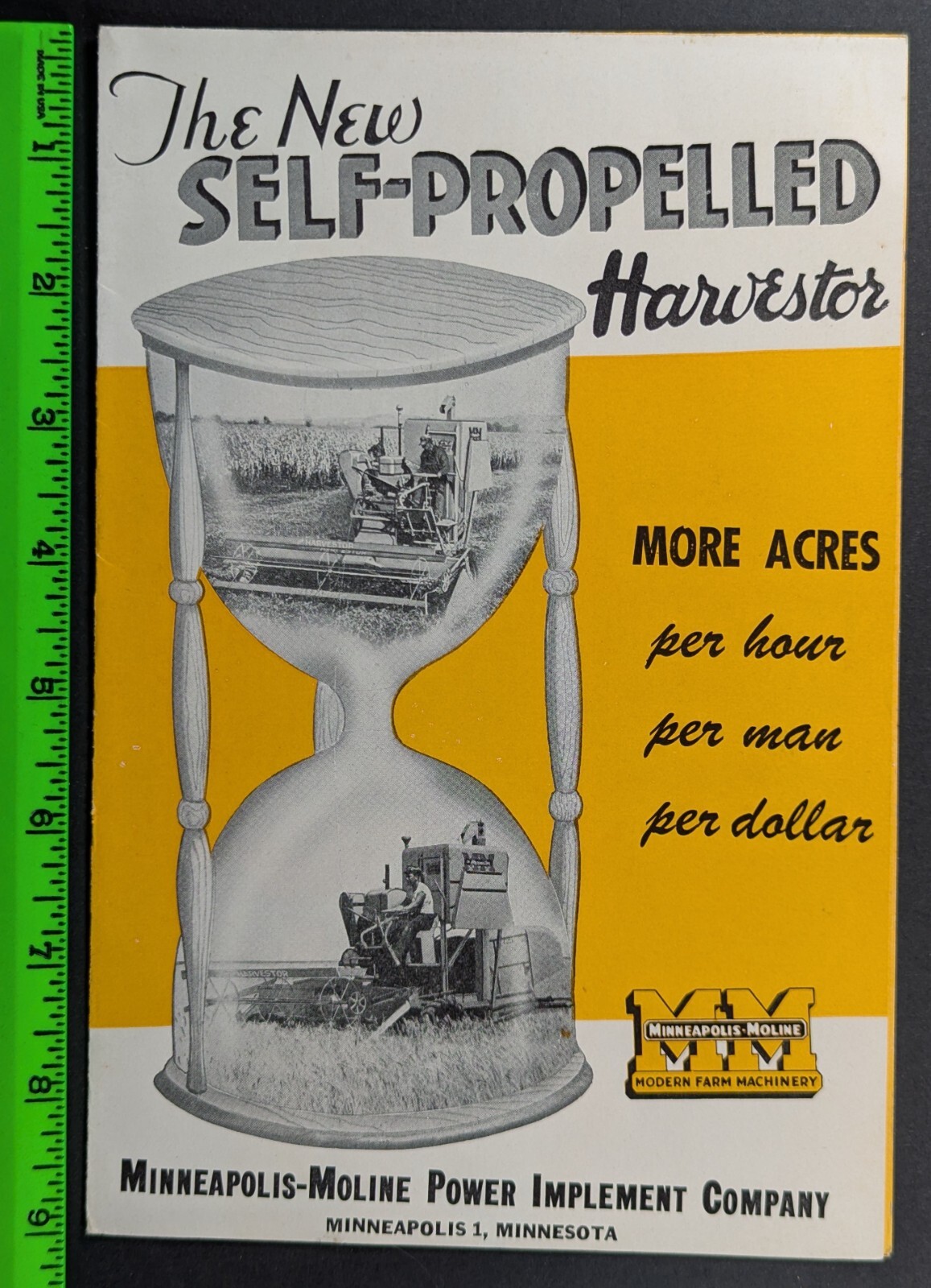 Vintage 1940s Self-Propelled Harvester Farming Agriculture Foldout Brochure