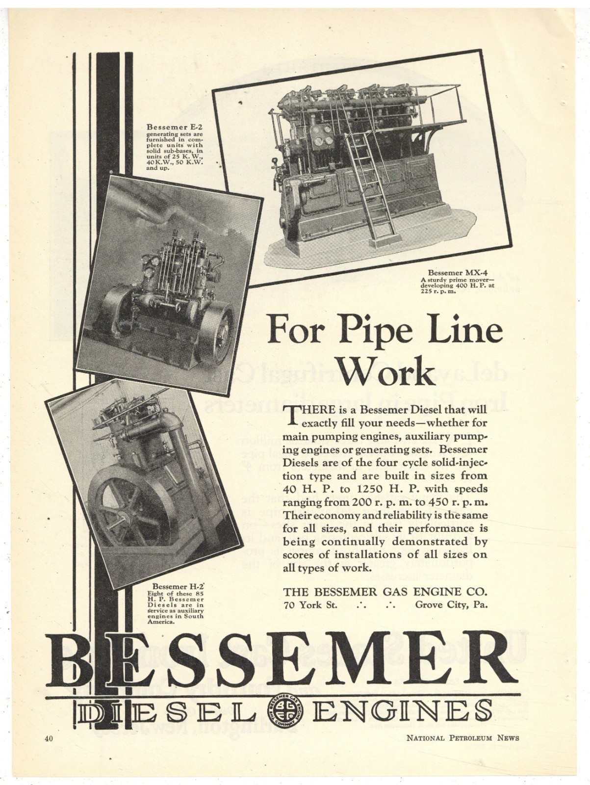 1927 Ads F&B of PG: Bessemer Diesel Engines & US Cast Iron Pipe, Laredo Texas