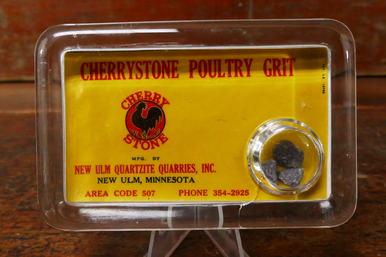RARE Vintage 1960s Cherrystone Poultry Grit New Ulm Minnesota Glass Paper Weight