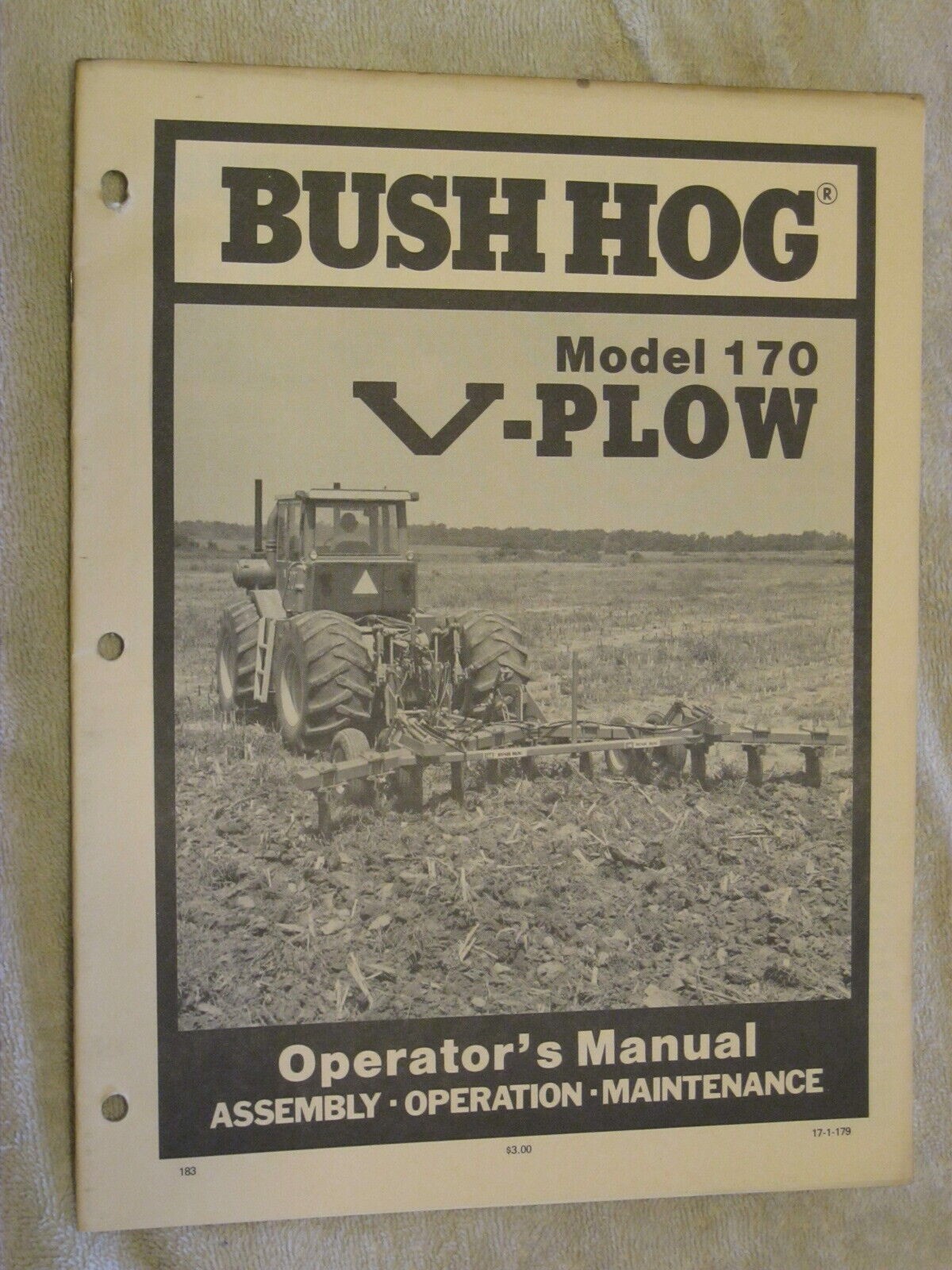 BUSH HOG MODEL 170 V-PLOW OPERATOR&rsquo;S MANUAL