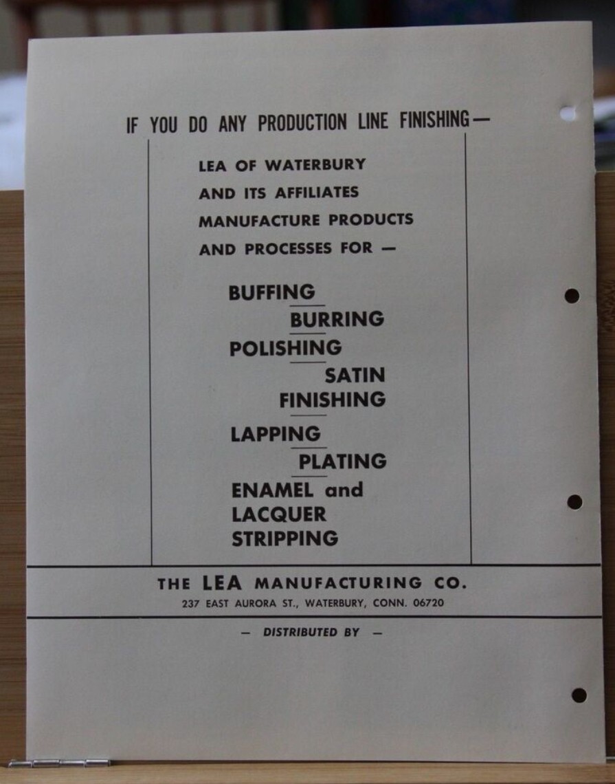 Dealer Brochure The Lea Manufacturing Company Abrasive Belt Polishing Sanding