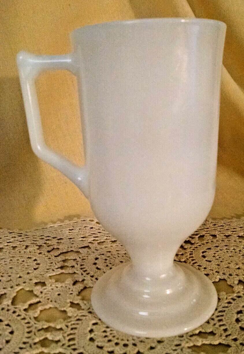 CHEMAGRO MUG WHITE MILK GLASS STEMMED GOBLET SEEN IN PROGRESSIVE FARMER CUP.