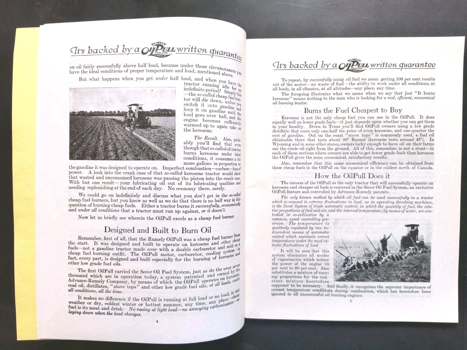 Rumley Oil Pull Tractor Dealer Brochure Guarantee Manual Print Advertising RARE