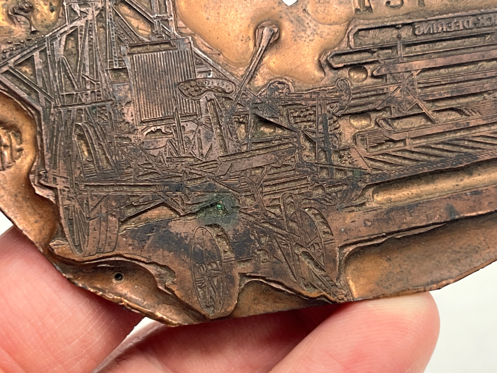 RARE McCormick Deering Copper Printing Plate combine farming thresher
