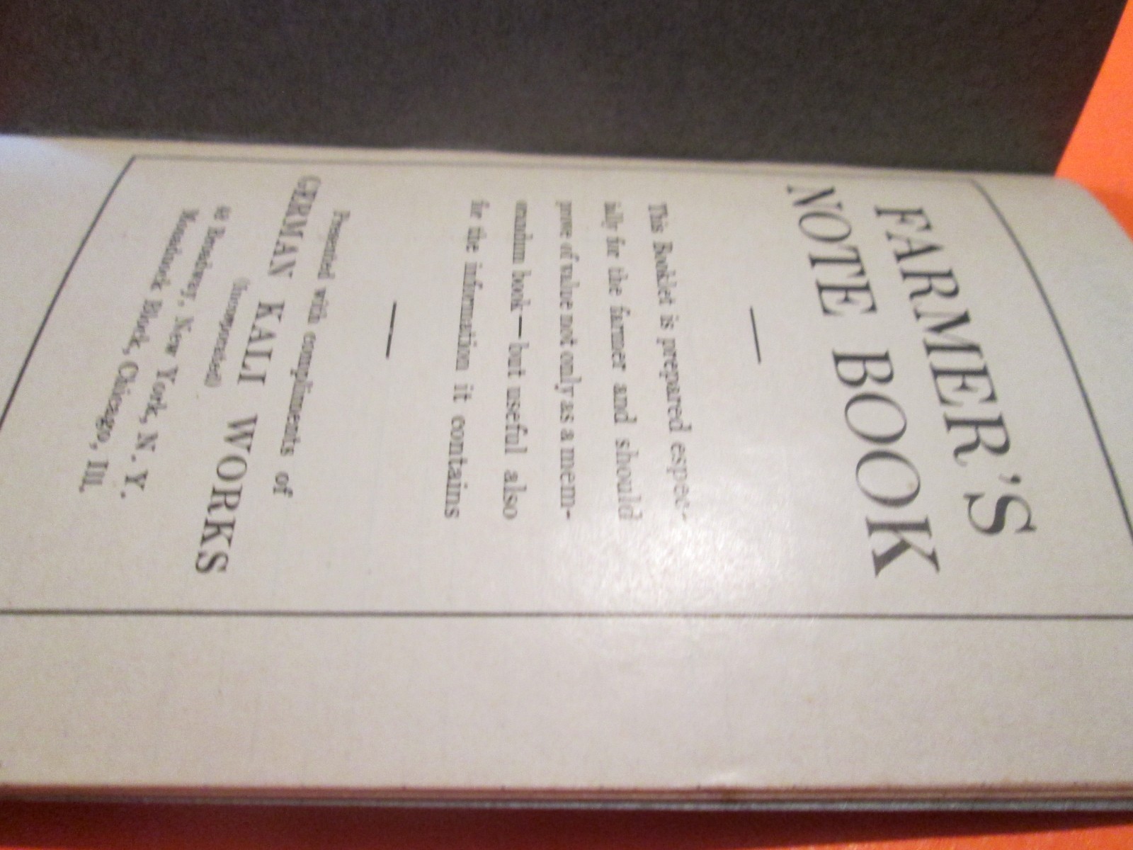 1913 Farmer’s Note BOOK Memo Agricultural Ledger FARM Record CALENDER VINTAGE