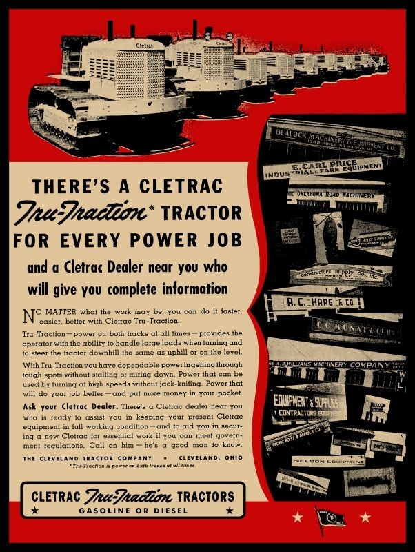 1938 CLETRAC TRU-TRACTION Crawler Tractors NEW METAL SIGN: 12 x 16&Prime; Ships Free
